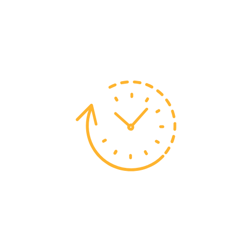 A clock with a dashed outline and an arrow pointing counterclockwise, representing time or clock reset.