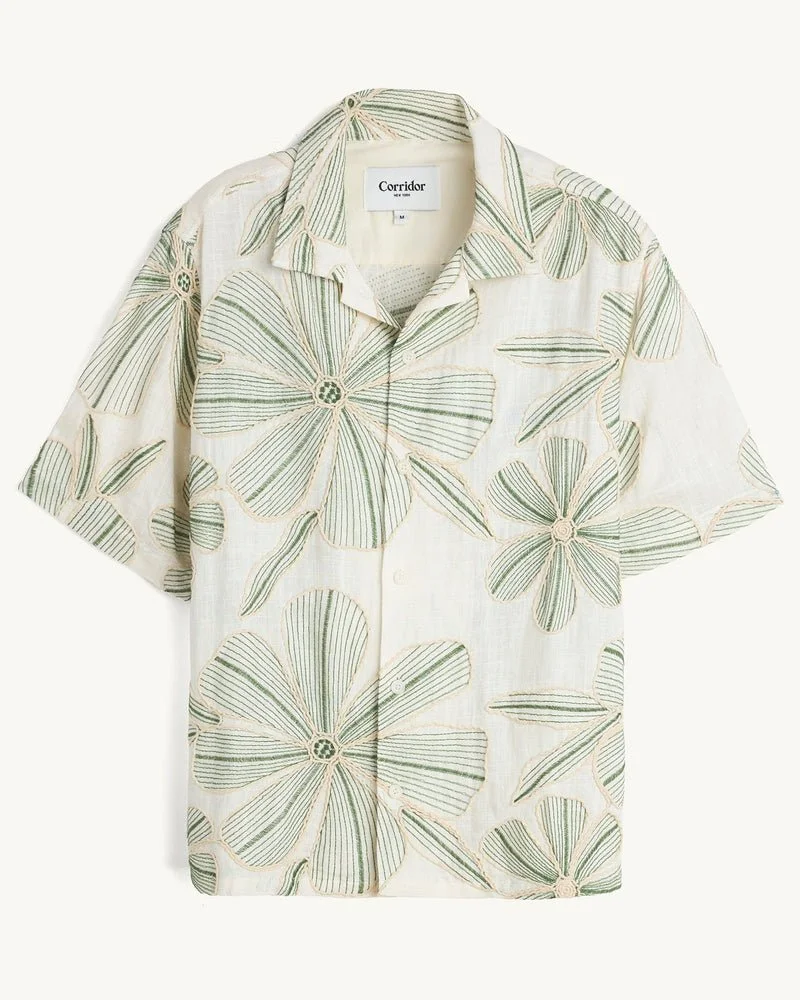 Corridor Linen Applique SS Shirt, Natural