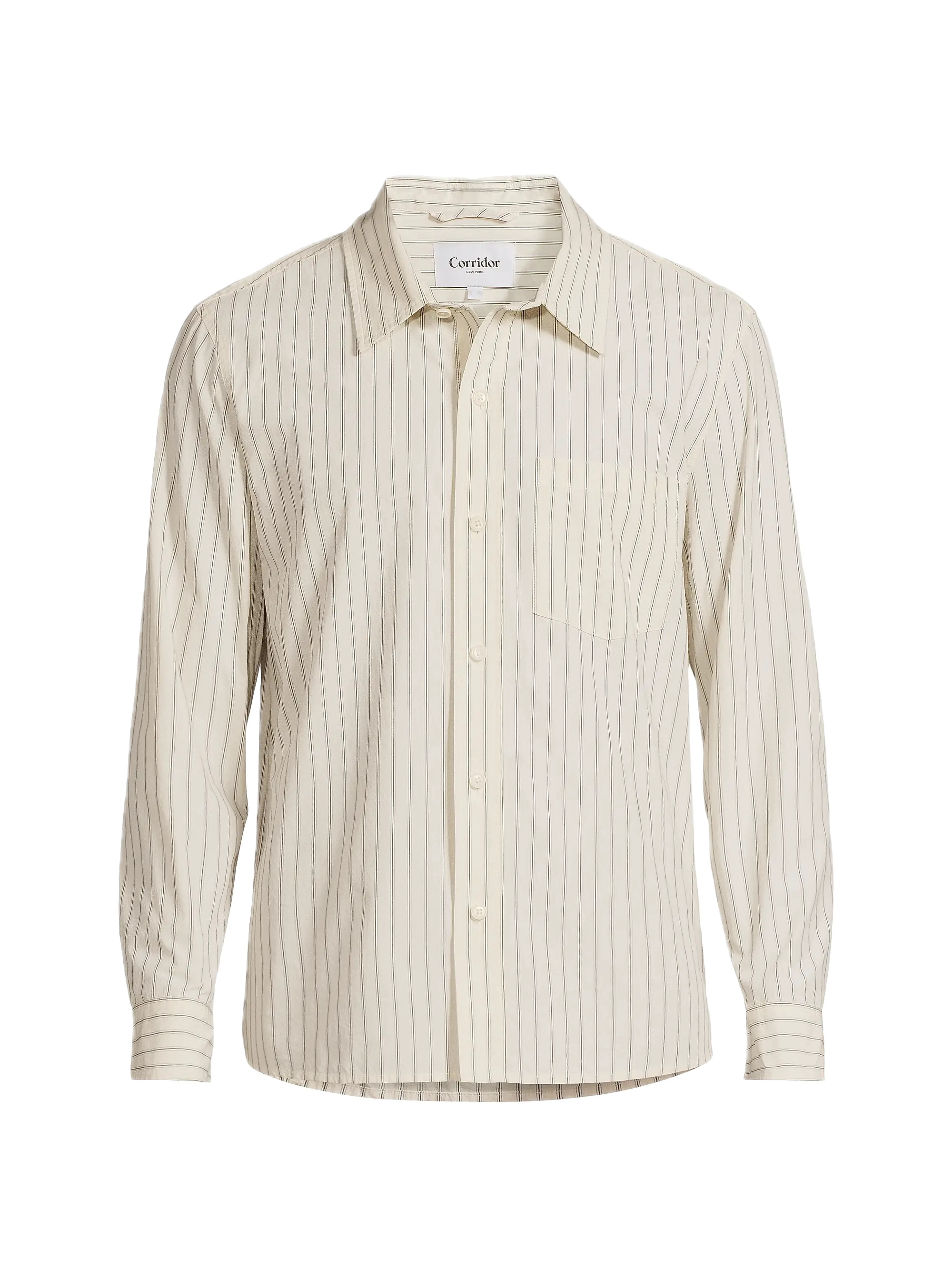 Corridor - Poplin Stripe L/S Shirt, Natural