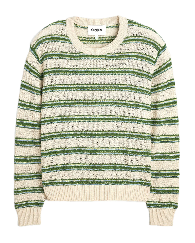 Corridor, Stripe Linen Silk Crewneck, Natural