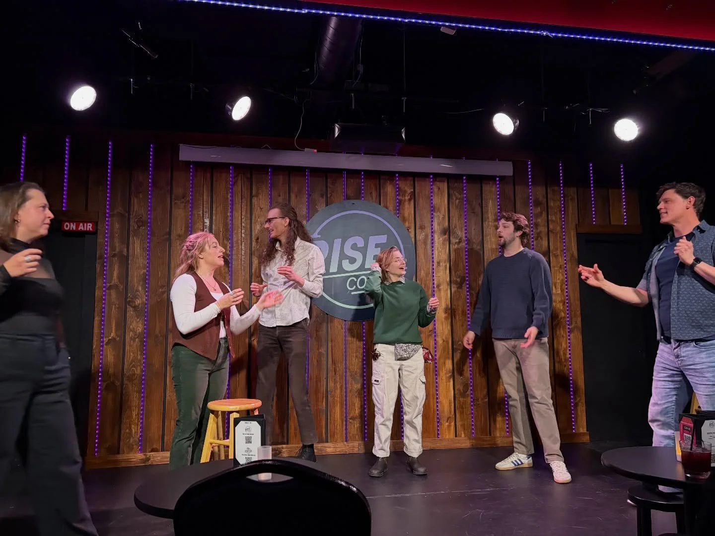 Hey everybody this is me doing some improv with @potluck_improv 

Improv is where you go on stage and make things up, like maybe I say something like &ldquo;Hey&rdquo; and then you would say &ldquo;Oh hi&rdquo; and then I pull out a gun.

The next th