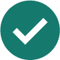 A green check mark icon on a round background.