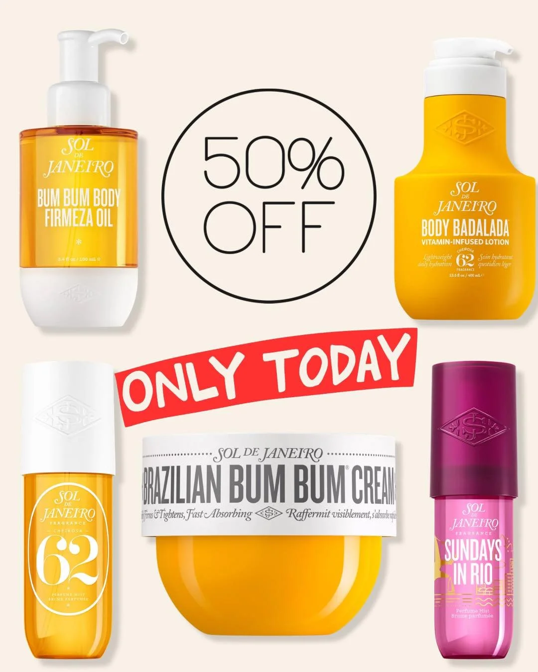 🚨 TONIGHT ONLY 🚨

✨ 50% OFF Sol de Janeiro ✨
Yes&hellip; HALF OFF the viral favorites like Brazilian Bum Bum Cream, body oils, lotions, and fragrance mists! 🤯

These smell absolutely incredible and make the cutest Easter basket fillers 🐣💛

Find 