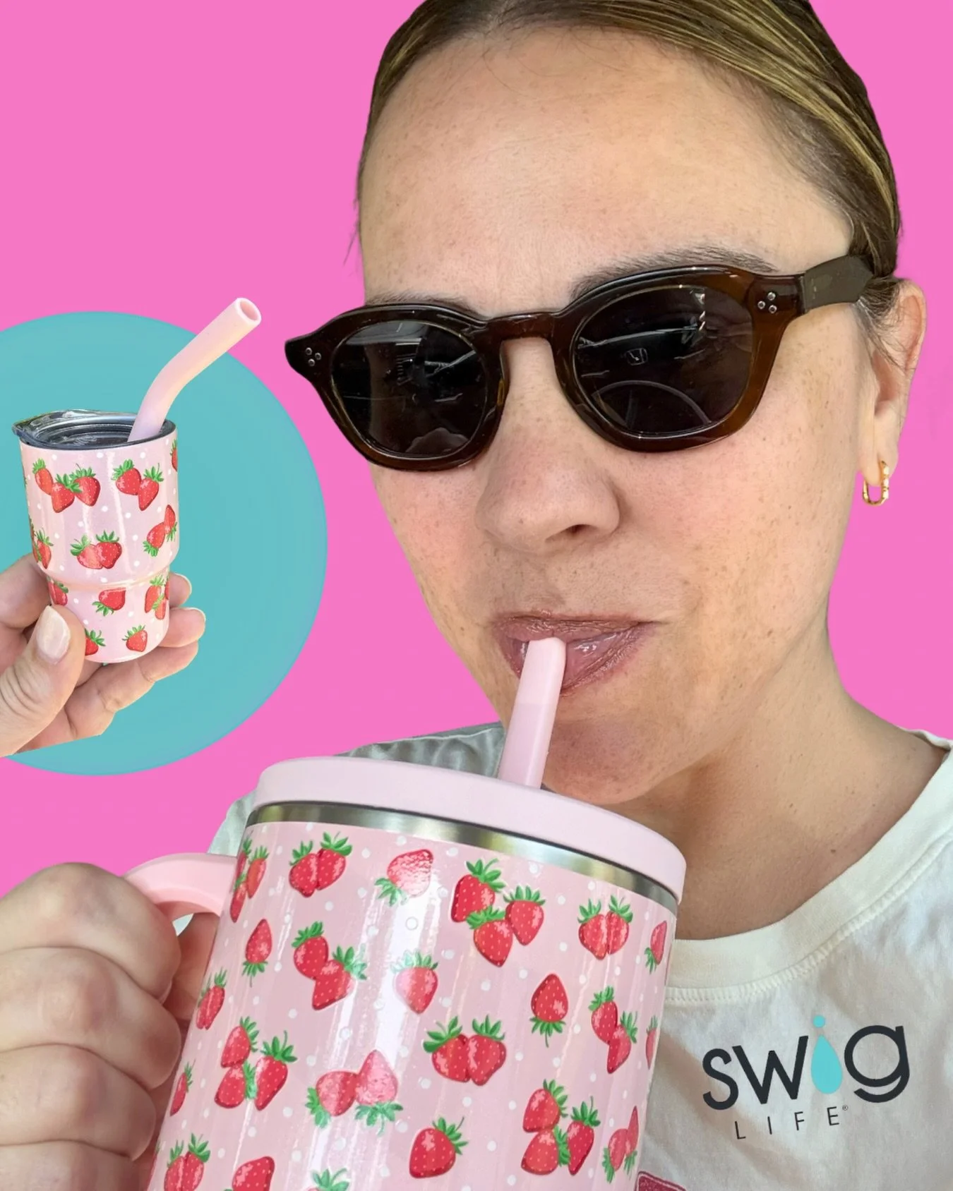 Back to real life&hellip;aka running errands in Atlanta heat ☀️

This 40oz Swig Mega Mug has been coming with me everywhere because it actually keeps my water ice cold all day (and doesn&rsquo;t leak in the car 🙌🏼)

Also&hellip;this strawberry shor