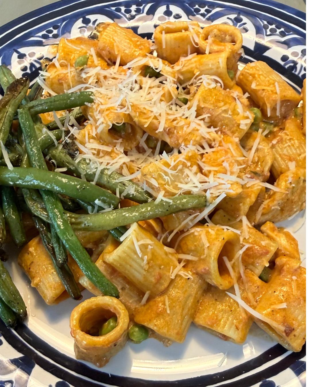 Creamy Tomato Chicken Rigatoni with Peas