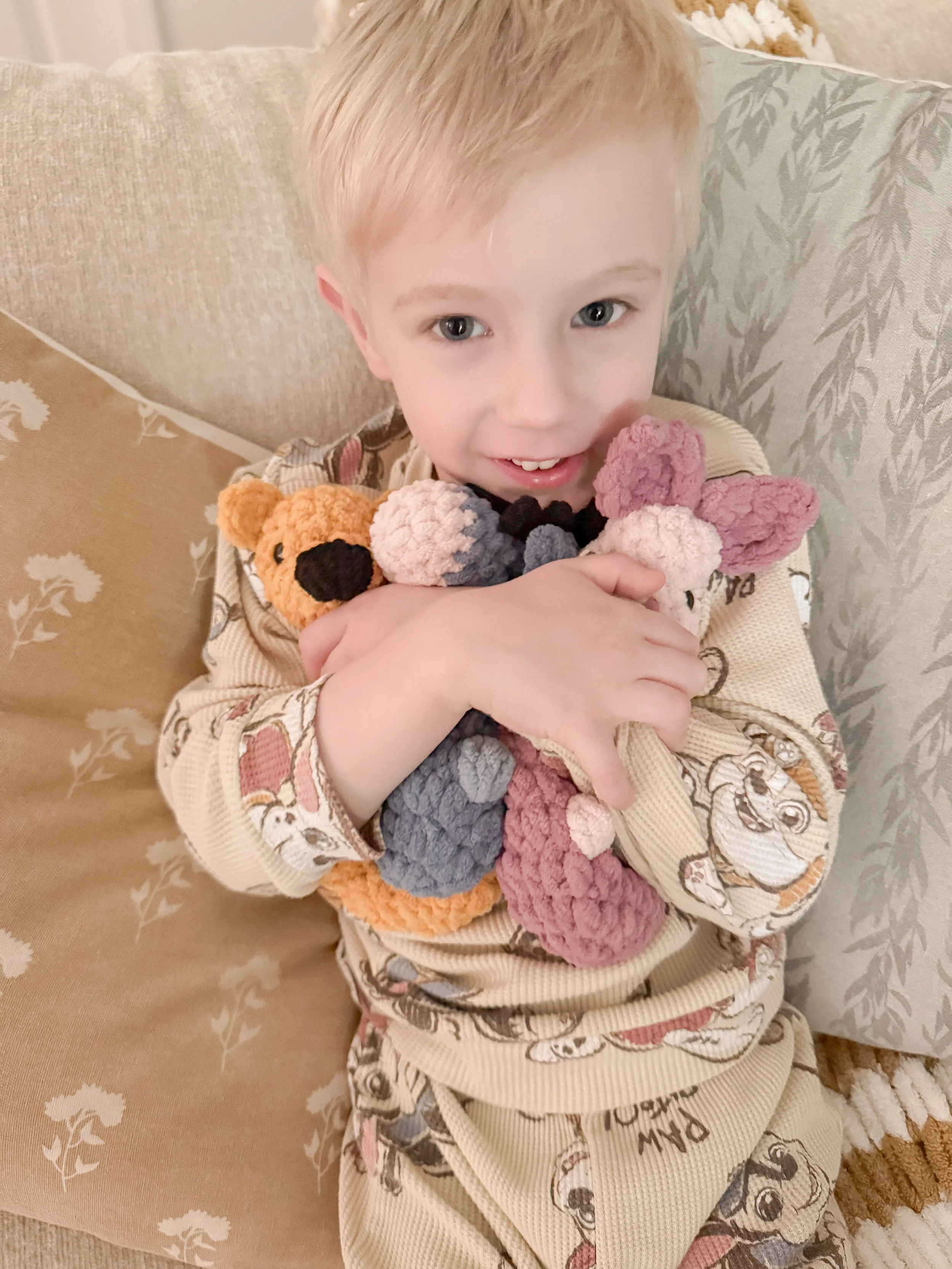 Winnie the Pooh Storytime Snugglers are in the hands of some amazing testers! 🍯🌳💛🧸

My boys kept both of my original sets I made, so I&rsquo;ll have to stock up for my upcoming market next month! ✨