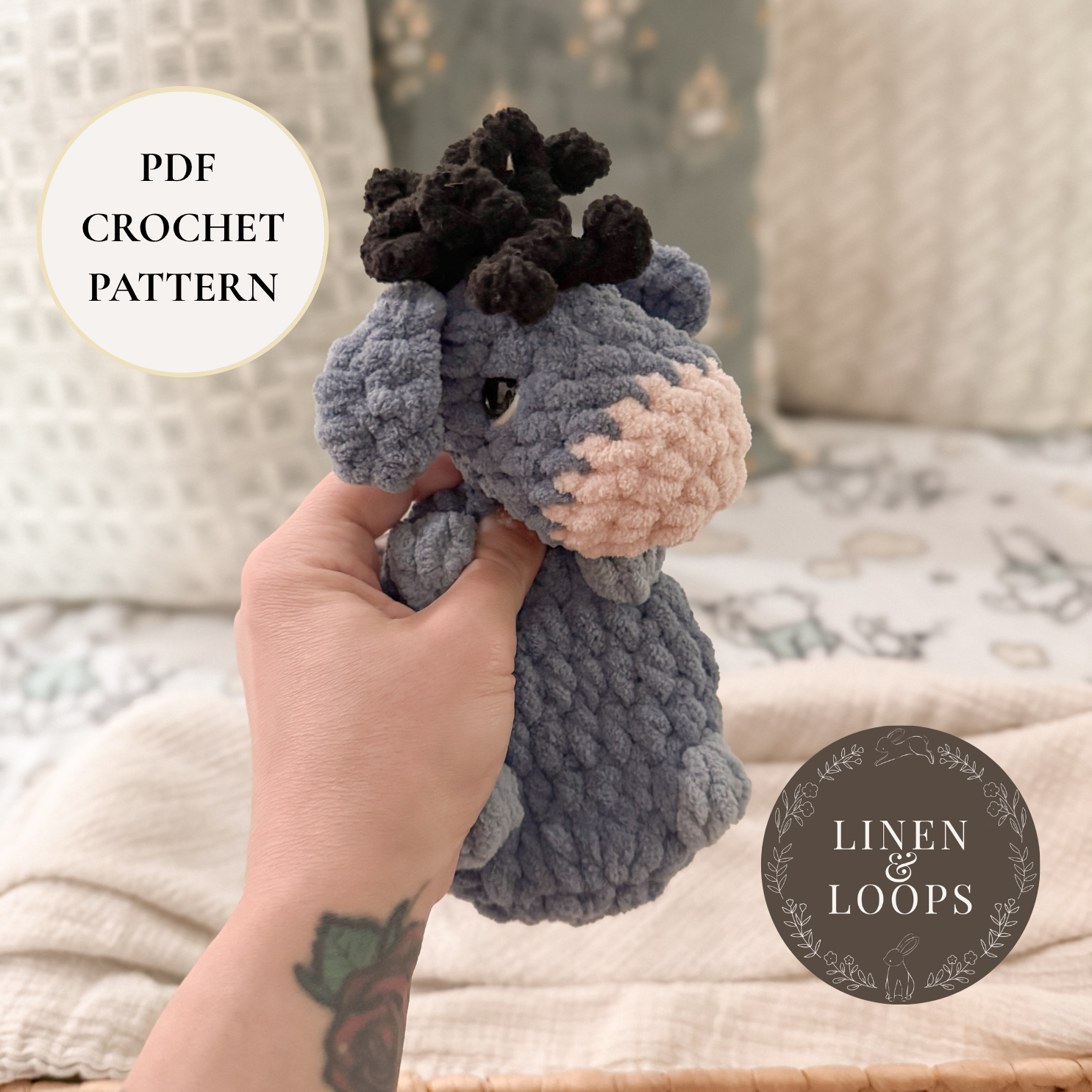 Eeyore Storytime Snuggler | Winnie and Friends Collection | Low Sew PDF Crochet Pattern | PATTERN ONLY (Copy)