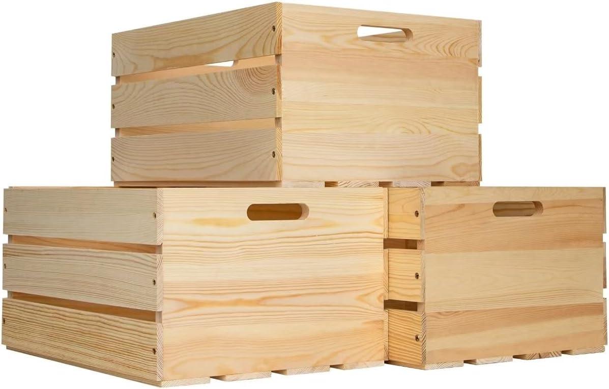 Large Wooden Crates - 3 Pack