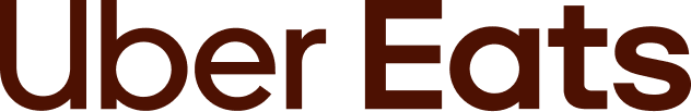 Uber Eats logo in dark red text on a black background.