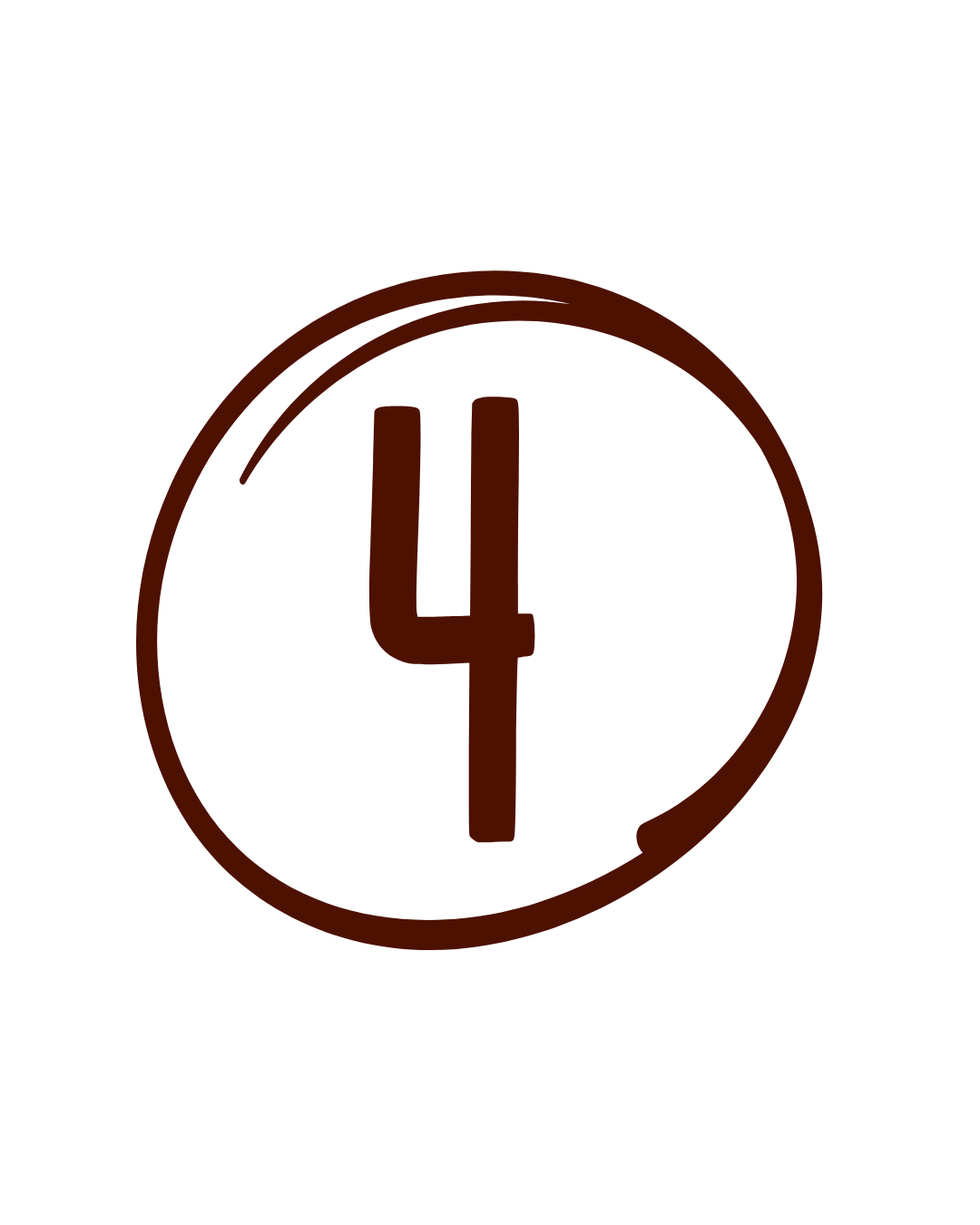 Number 4 in a brown circle, indicating floor level four.