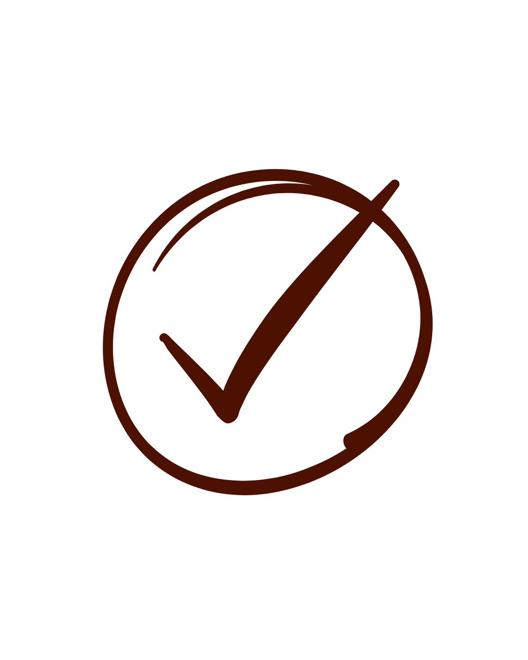 Black background with a large brown checkmark inside a circle, indicating approval or confirmation.