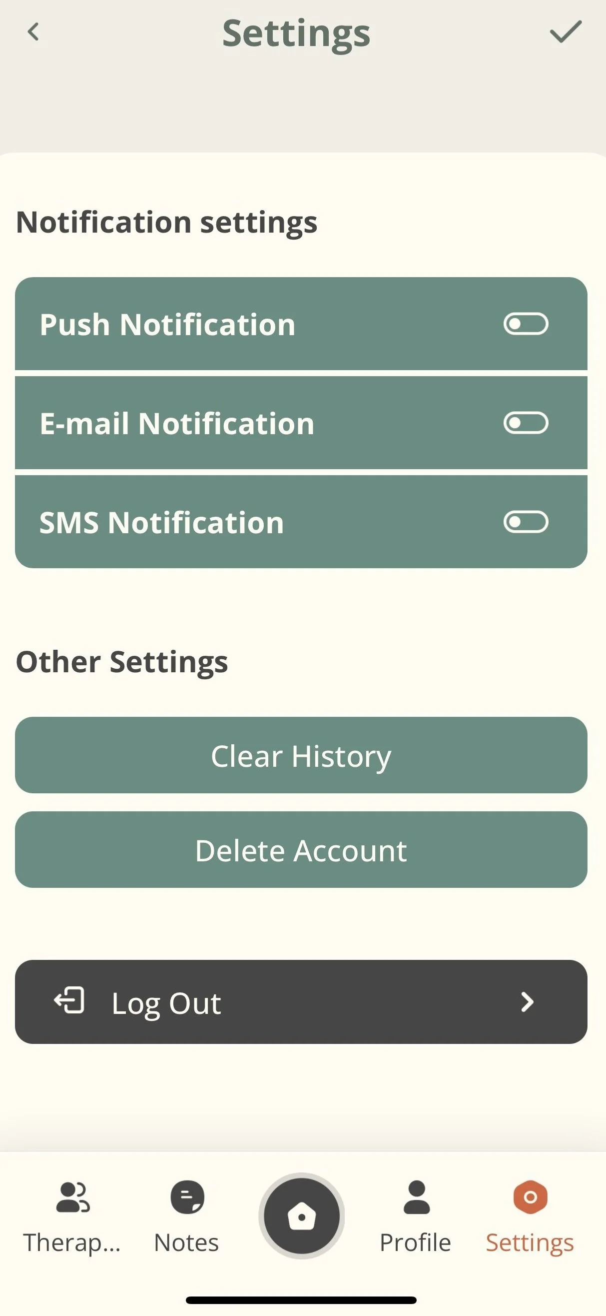 Smiling person using the Therapy Ally app on their smartphone in a comfortable setting