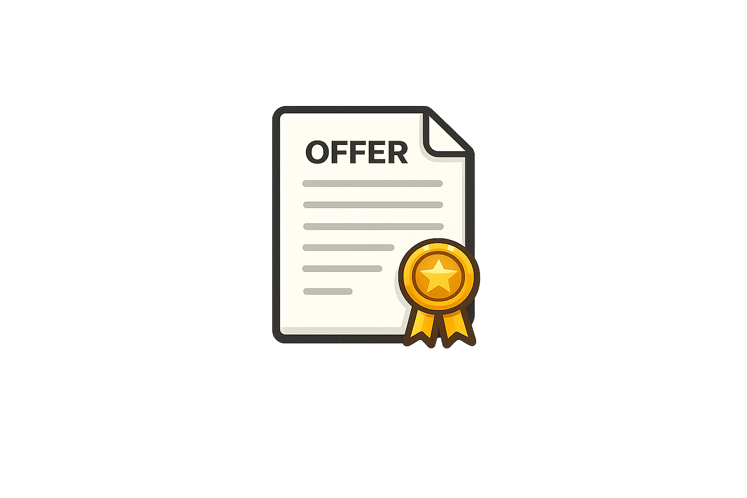 A document labeled 'OFFER' with a gold medal seal attached.
