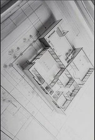 Architectural blueprint of a building floor plan.