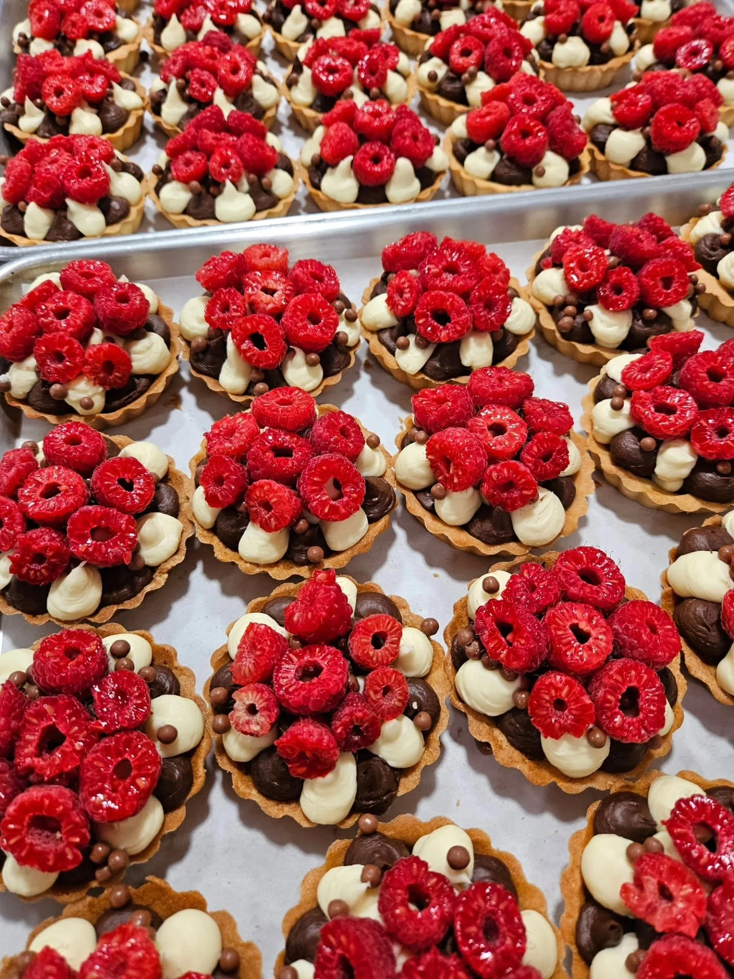 Dark & White Chocolate Raspberry Ganache Tarts