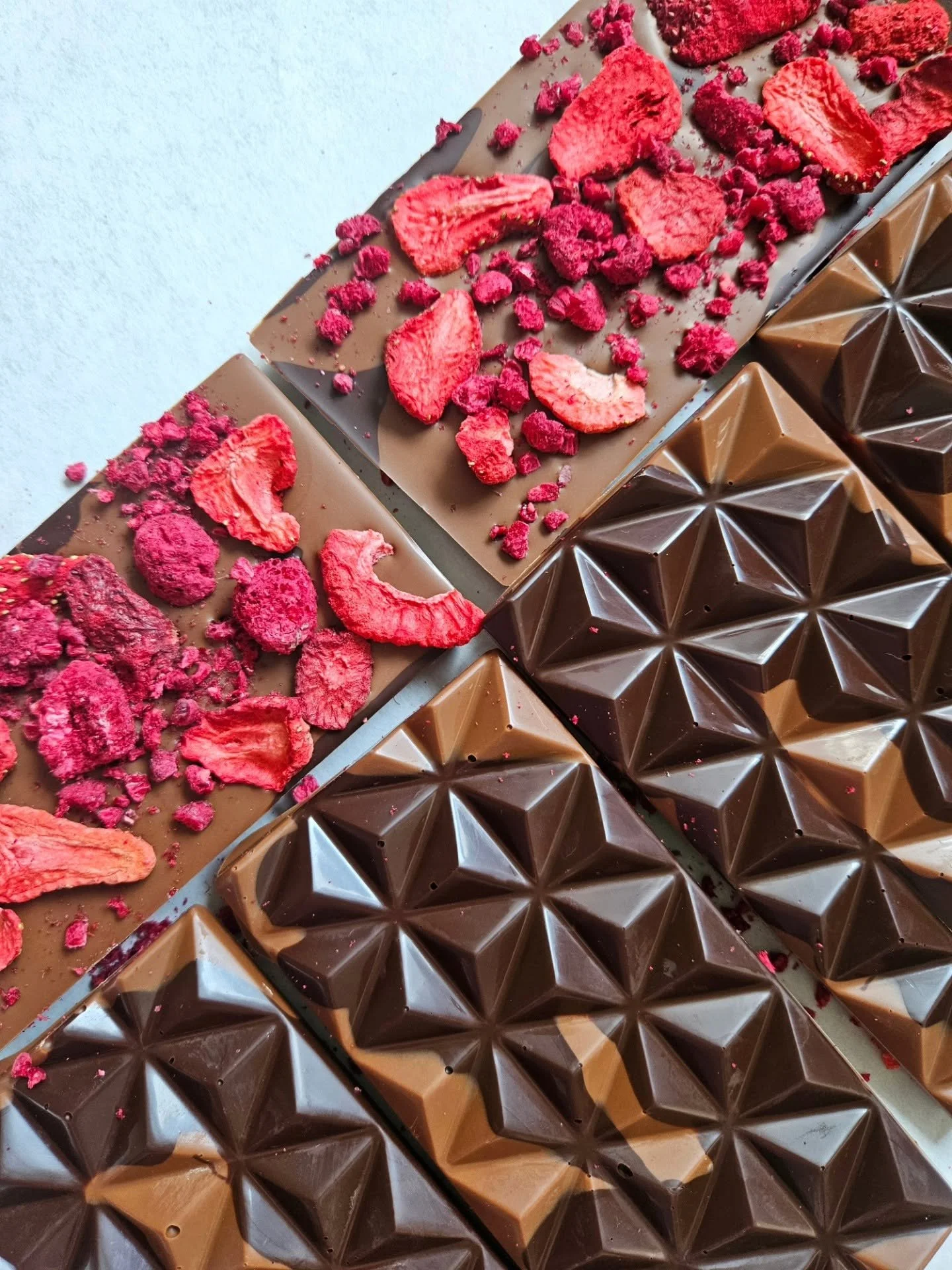 Milk & Dark Chocolate Swirl Bar with Freeze Dried Strawberries & Raspberries