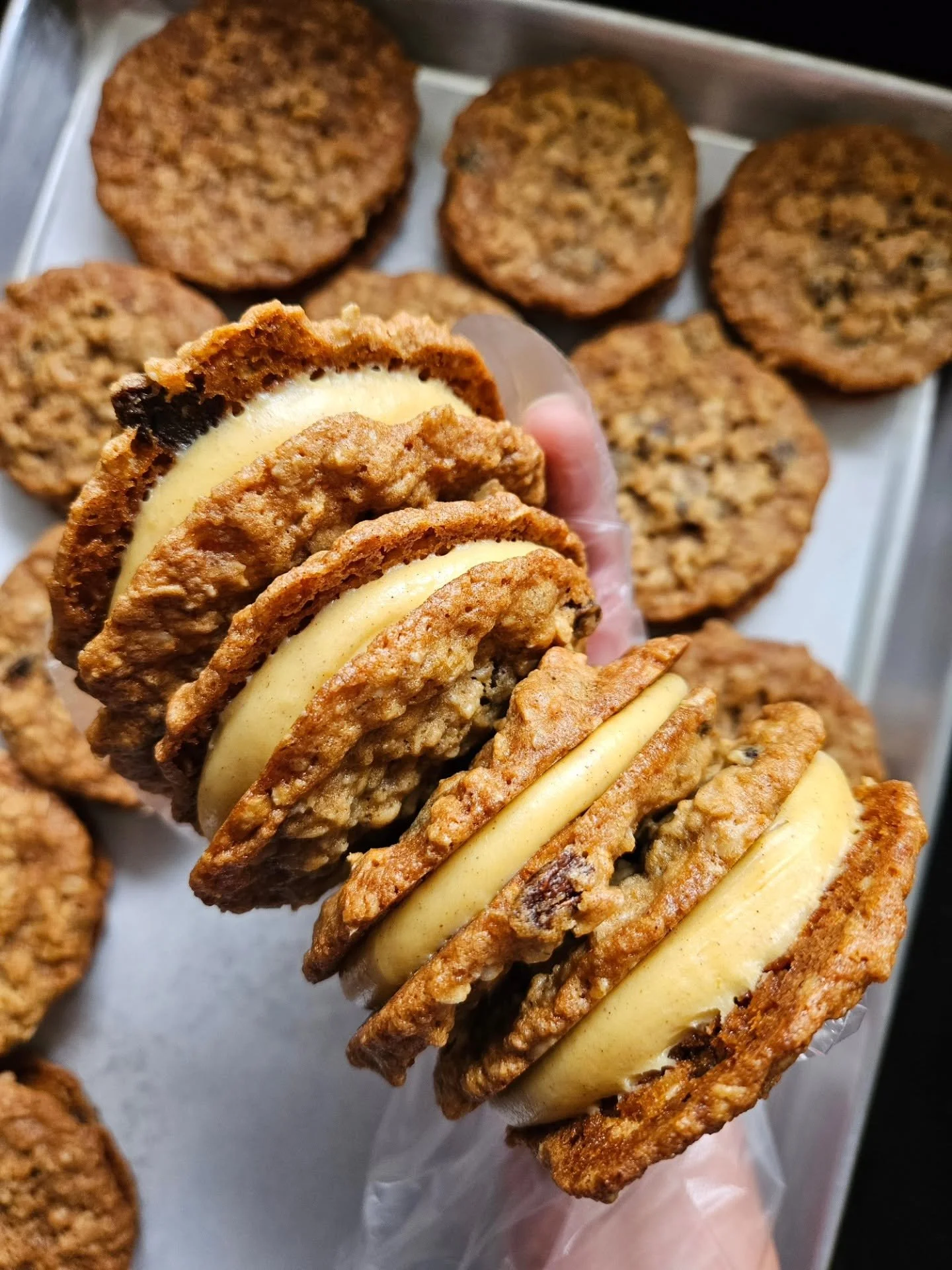 Oatmeal Raisin Cookies with Pumpkin Pie Ganache