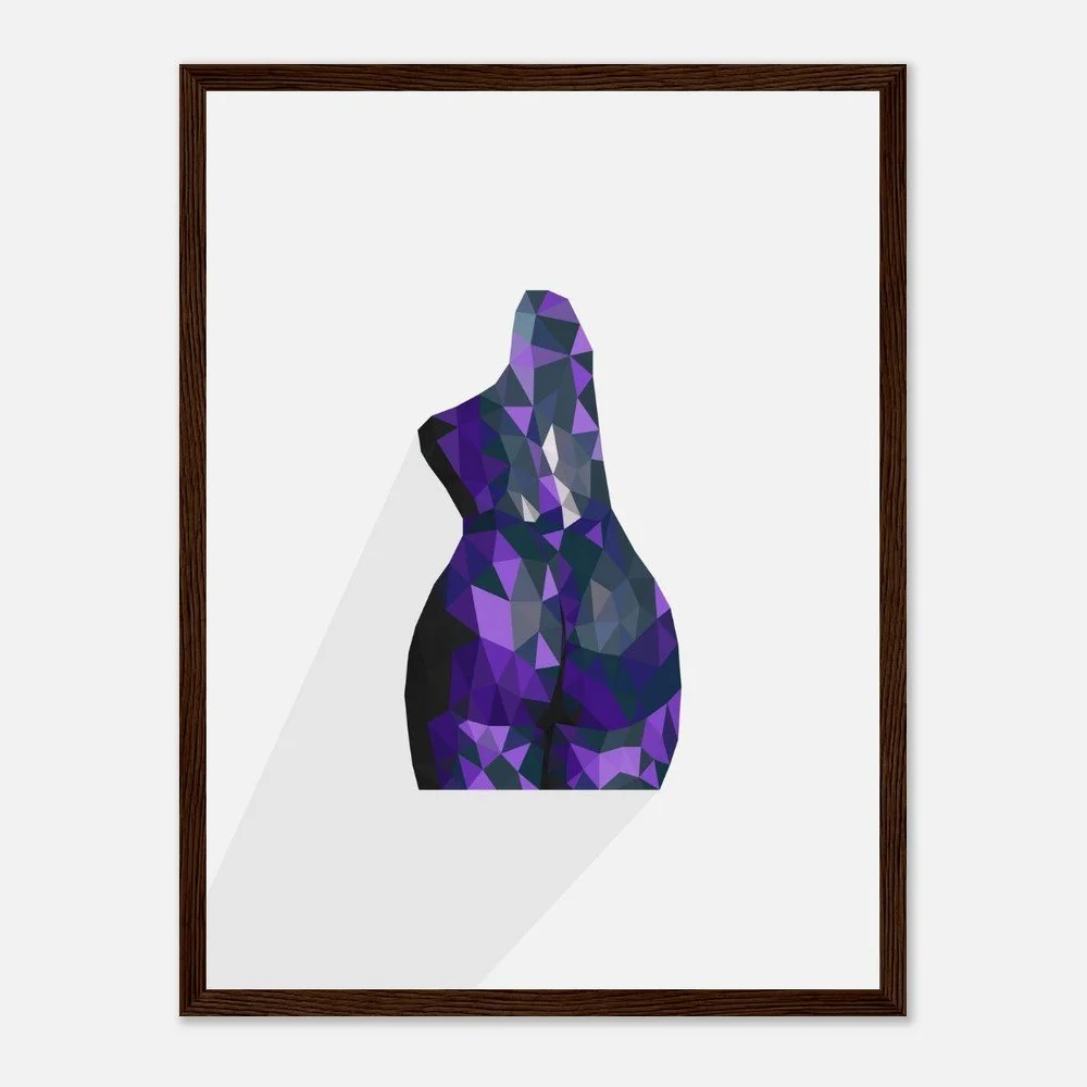 Nude 63 III — original low-poly geometric nude study in violet tones by Toronto artist Miro Image; faceted torso, fine art print
