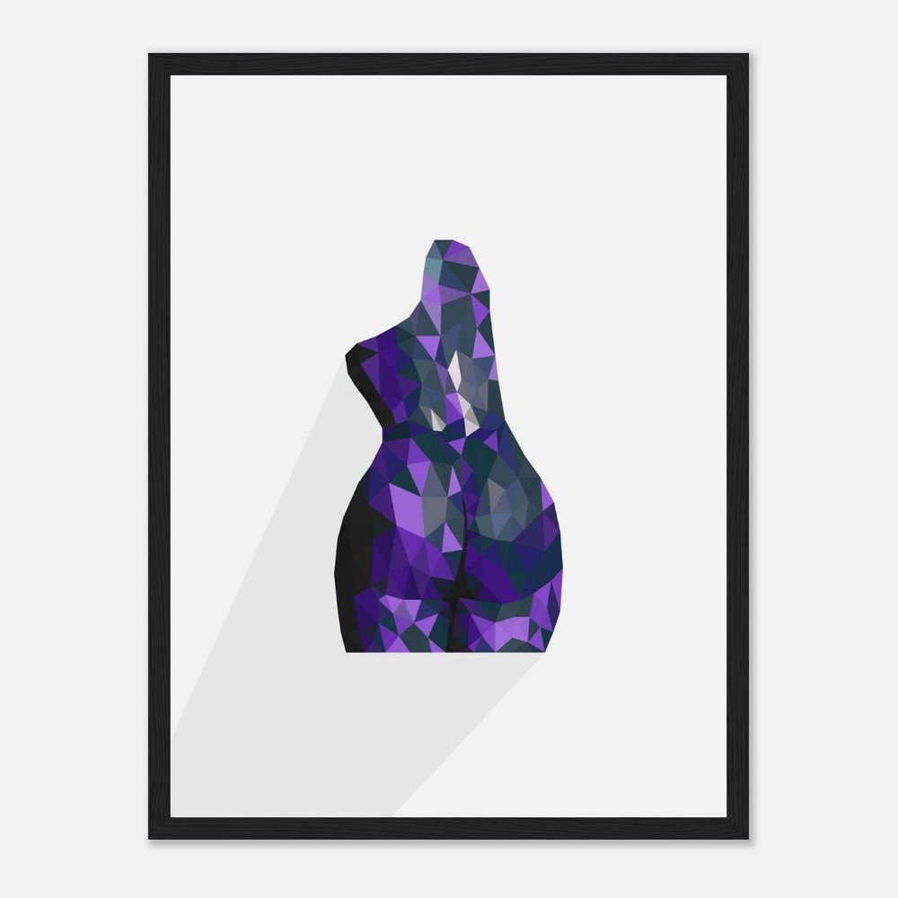 Nude 63 III — original low-poly geometric nude study in violet tones by Toronto artist Miro Image; faceted torso, fine art print