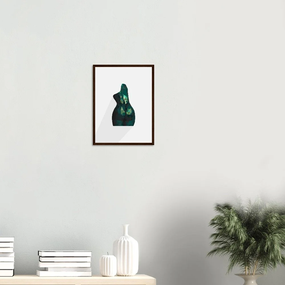 Nude 63 IV — original low-poly geometric nude study in emerald green by Toronto artist Miro Image; faceted torso, fine art print