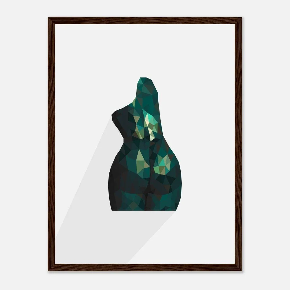 Nude 63 IV — original low-poly geometric nude study in emerald green by Toronto artist Miro Image; faceted torso, fine art print