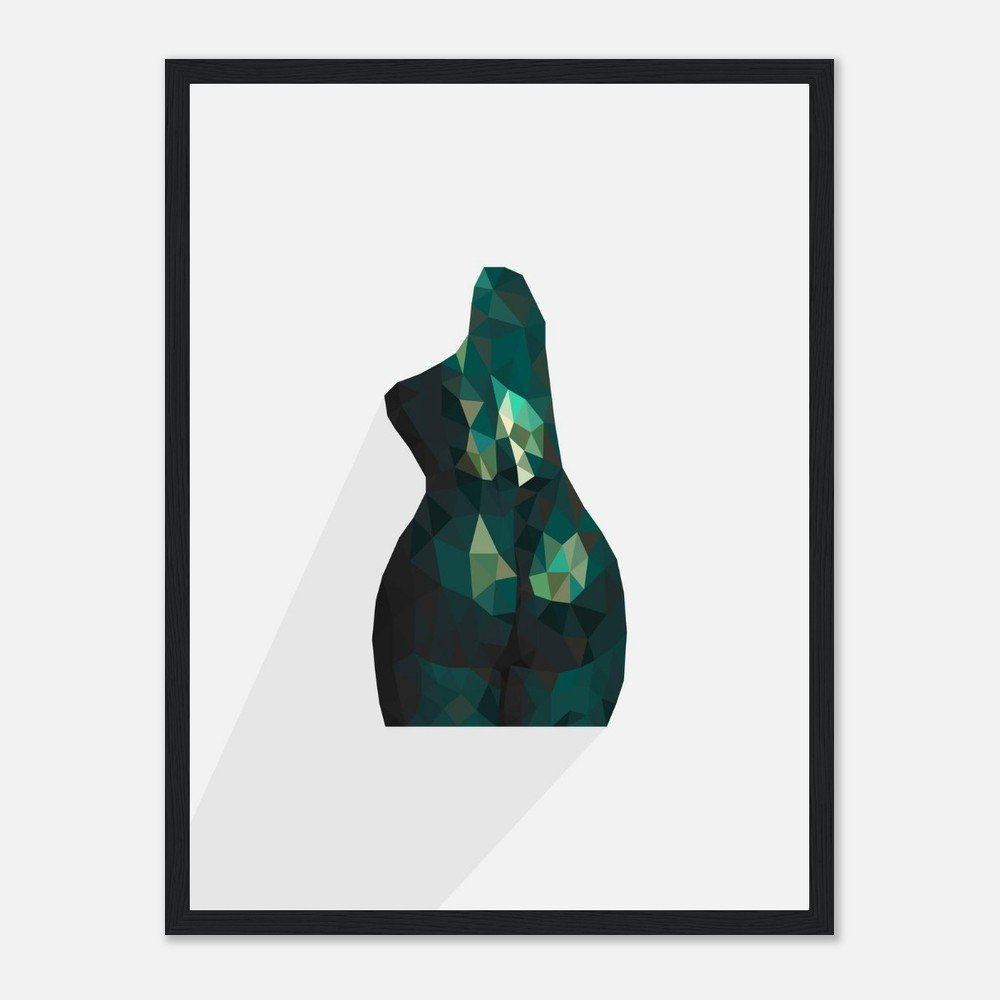 Nude 63 IV — original low-poly geometric nude study in emerald green by Toronto artist Miro Image; faceted torso, fine art print