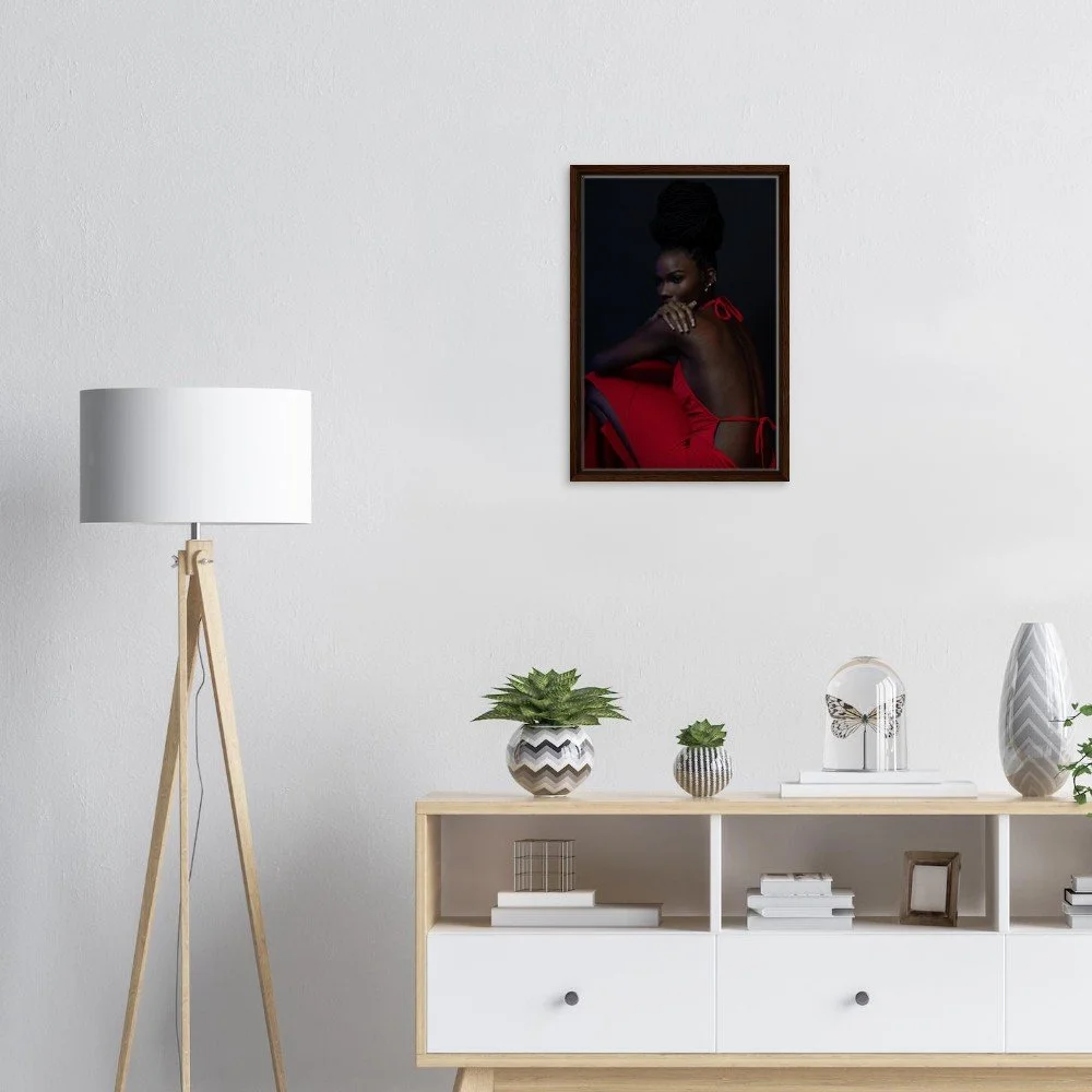 Framed 'Peaceful Chaos II' portrait art print styled in an elegant living room — dramatic statement wall art by Miro Image