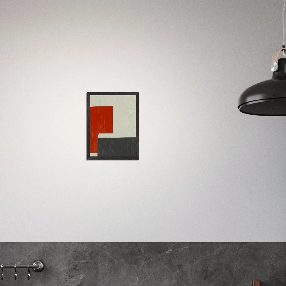 Framed 'Sofia' geometric art print hung in a minimalist bedroom — modern wall decor by Toronto artist Miro Image