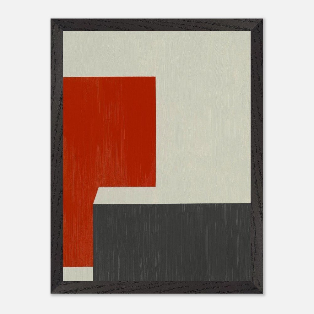 Original abstract acrylic painting 'Sofia' by Toronto artist Miro Image — bold red, cream and black geometric art print