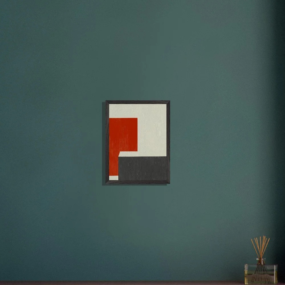 Framed 'Sofia' geometric art print hung in a minimalist bedroom — modern wall decor by Toronto artist Miro Image