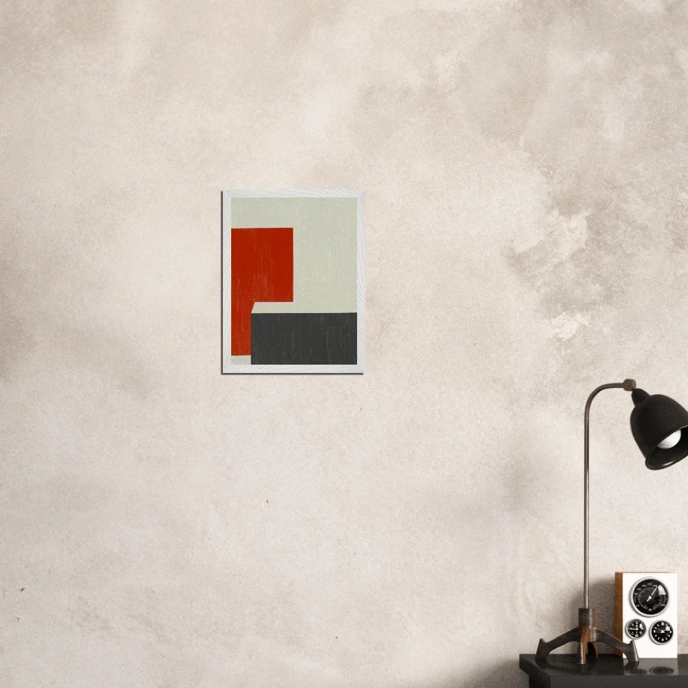 'Sofia' abstract print in a wood frame styled in a home entryway — bold contemporary wall art by Miro Image