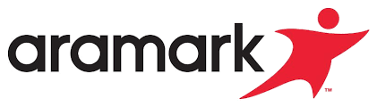 Aramark logo in black and red with stylized human figure
