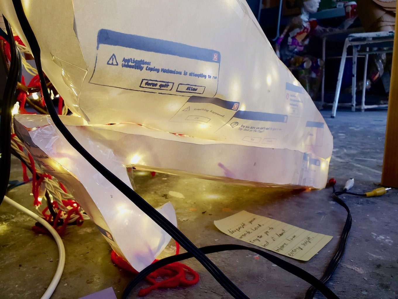 detail of the outer leg with error messages