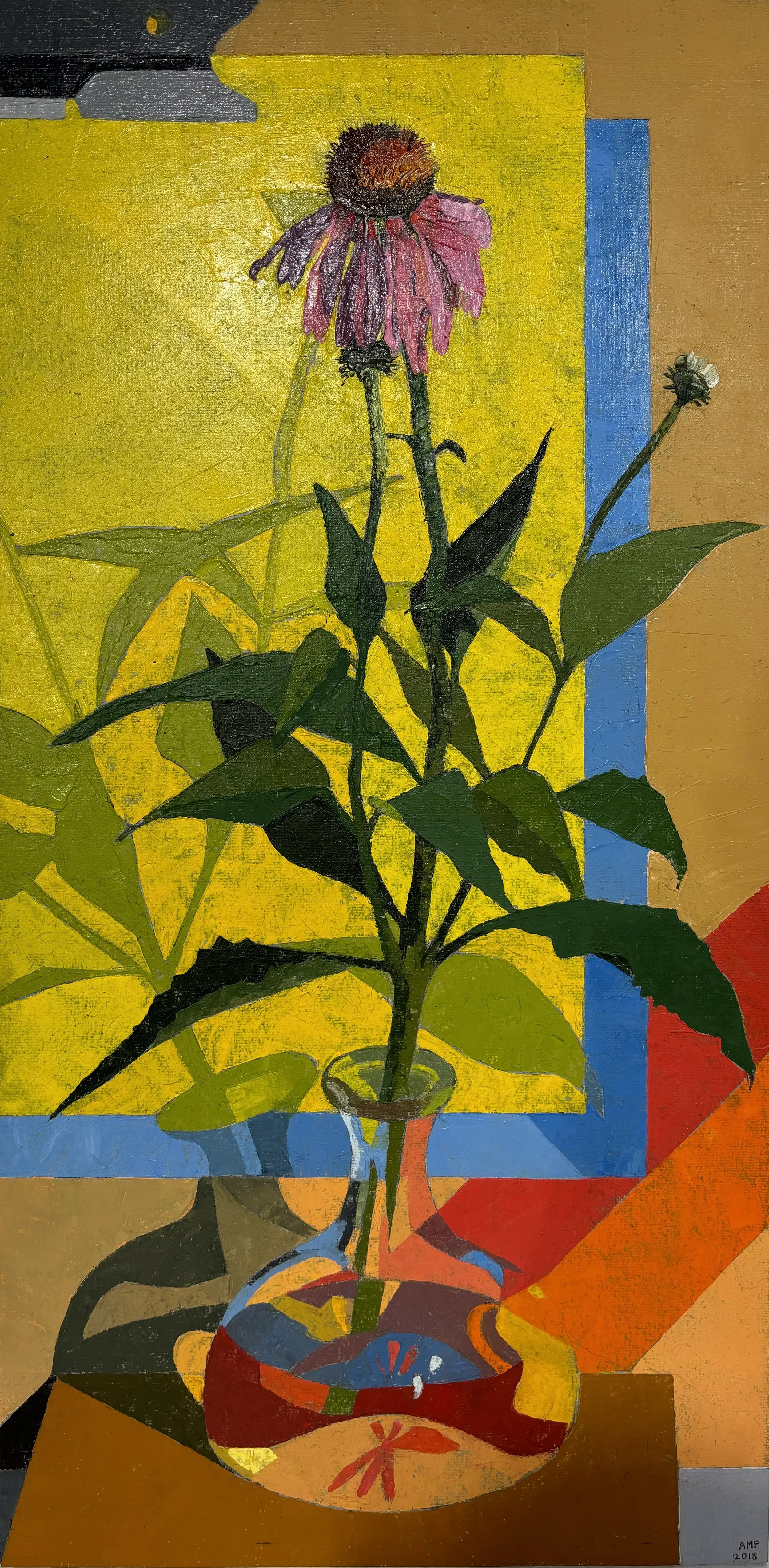 Coneflower, 2021, Oil on board, 13” w x 26” h