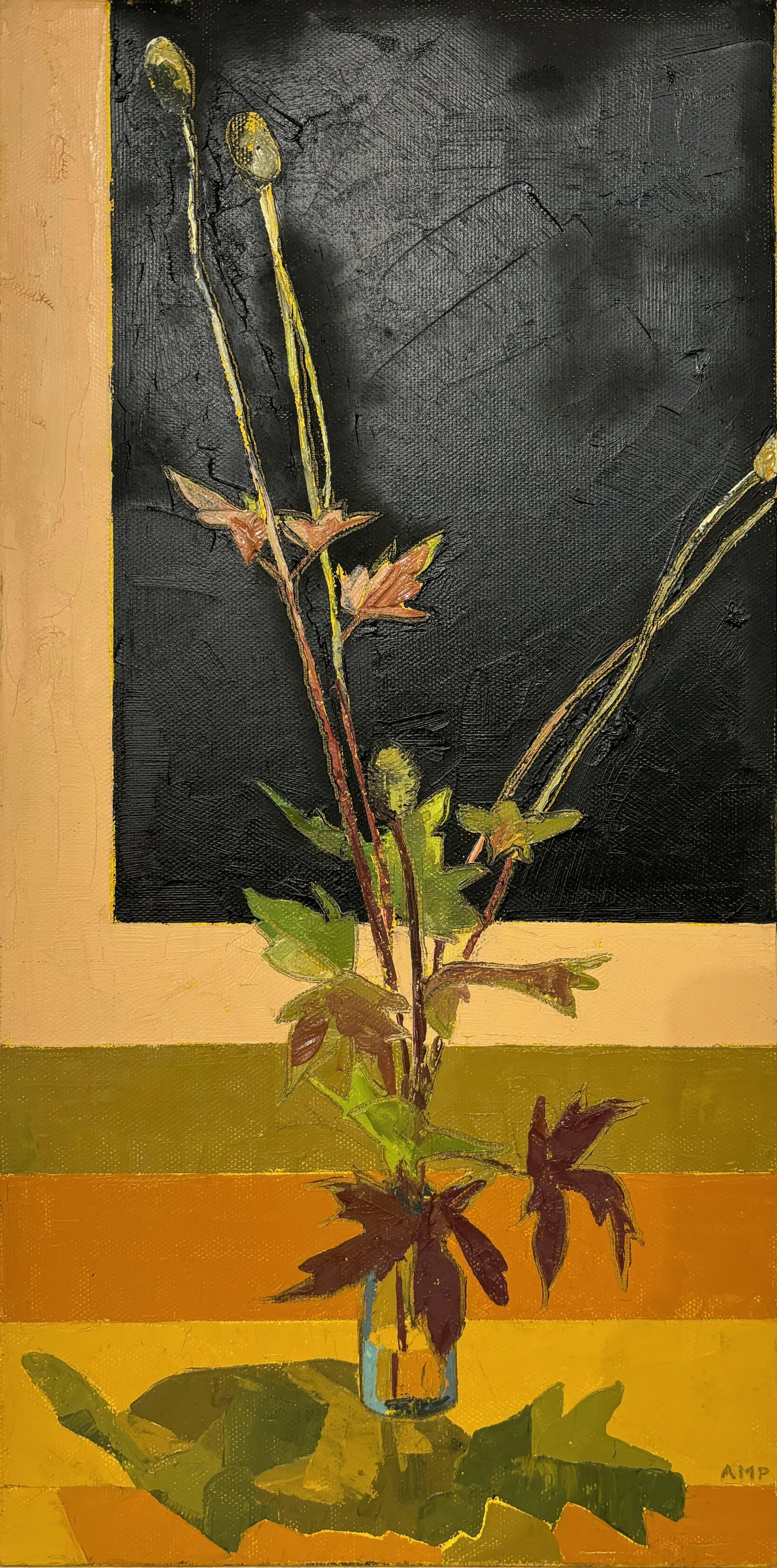 Wild Anemone, 2021, Oil on stretched canvas, 8” w x 16” h