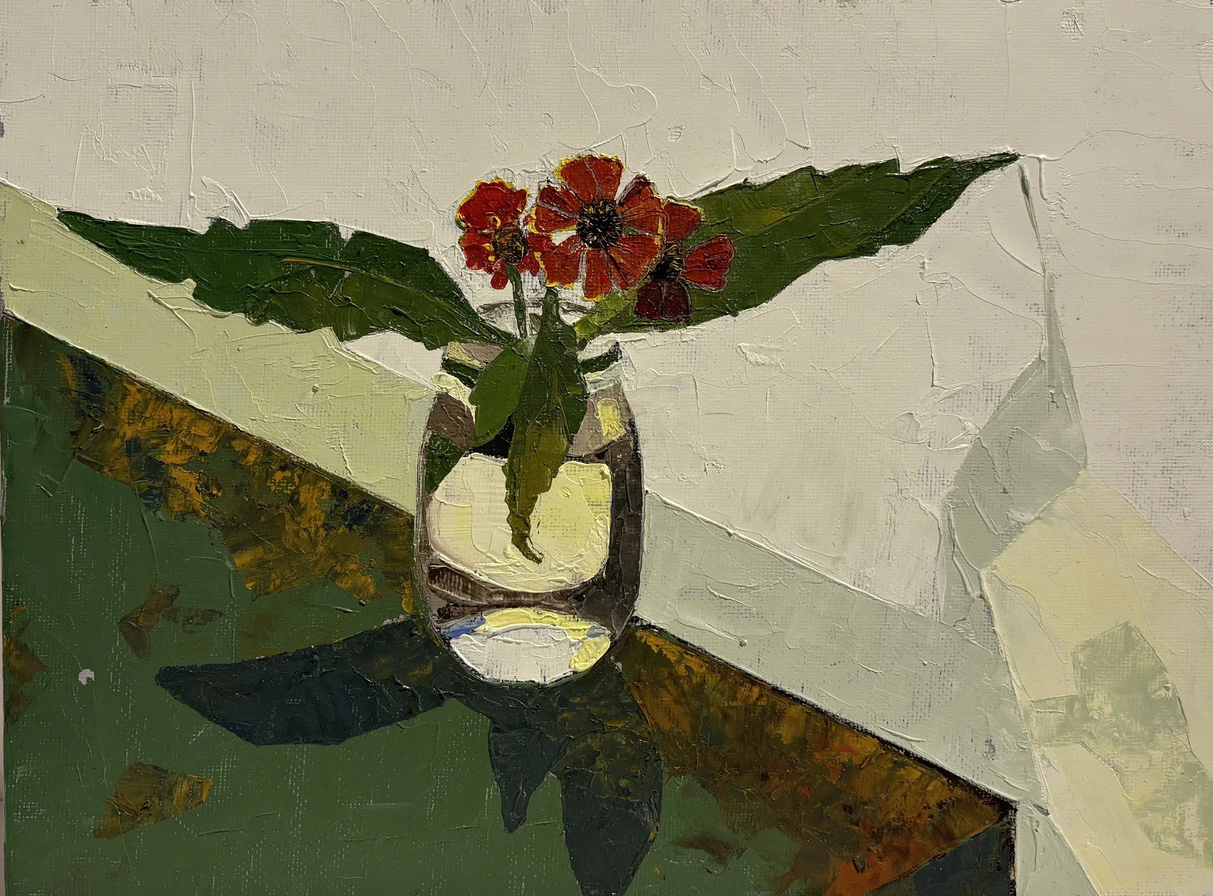 Helenium Study, 2021, Oil on board, 12” w x 9” h
