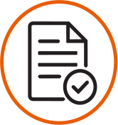 Document with a checkmark inside a circle, indicating approval or completion.