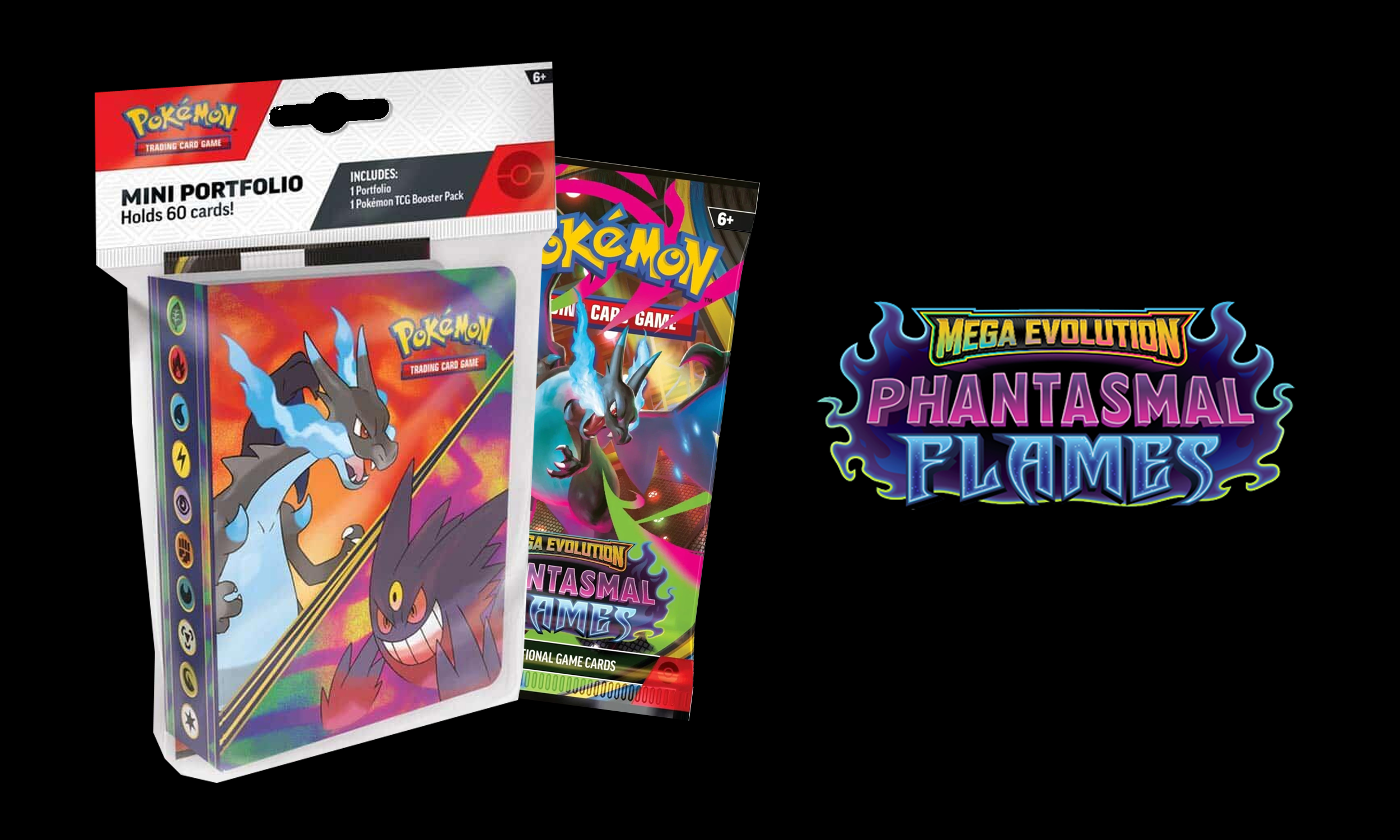 Mega Evolutions Phantasmal Flames Mini Portfolio Binder with one Booster Pack!