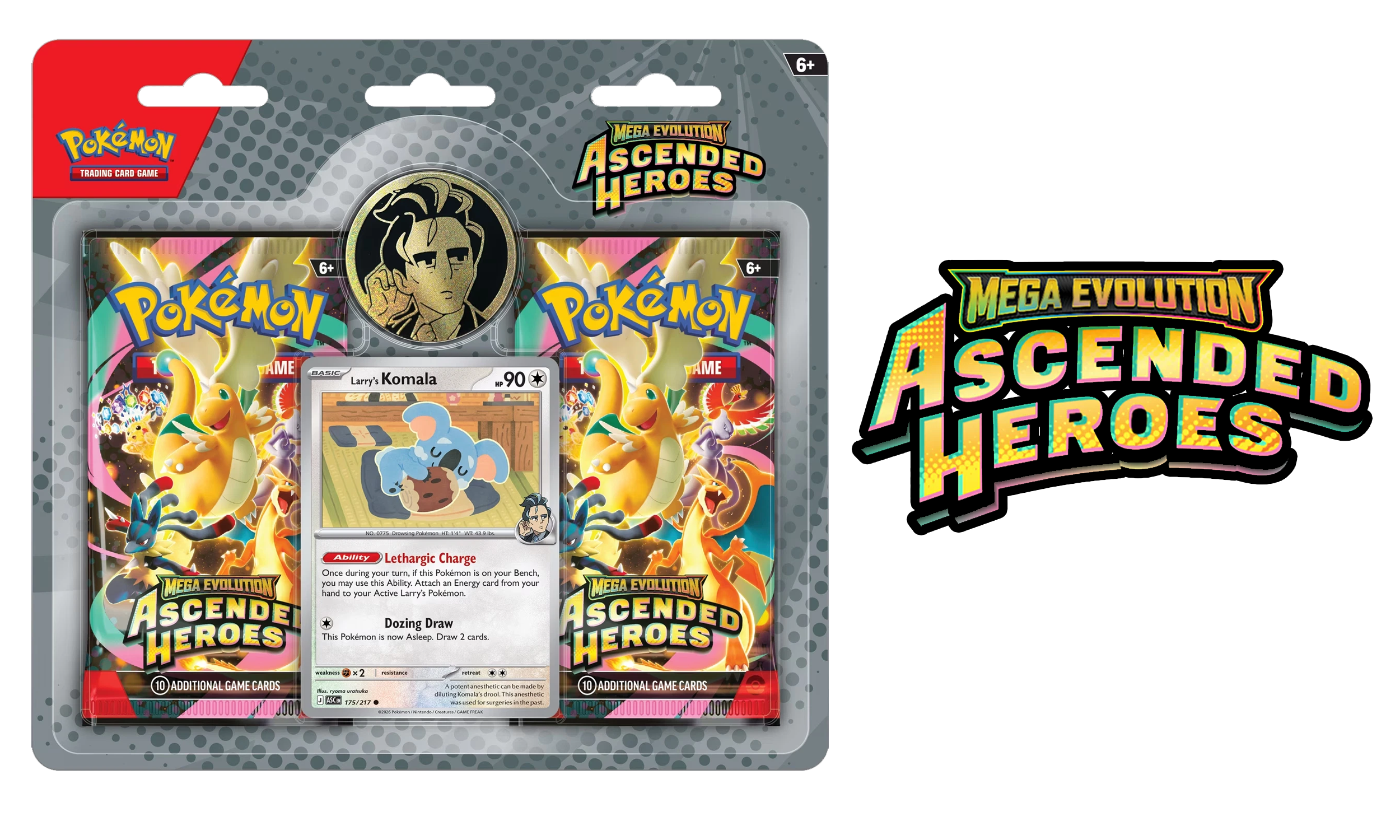 Pokemon Mega Evolution - Ascended Heroes 2-pack Blister - Larry's Komala & Coin