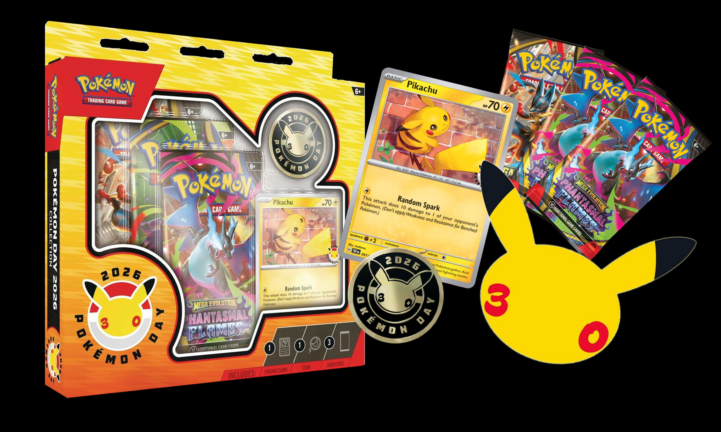 Pokemon Day - 30th Anniversary Pikachu Box - 3-packs, promo and coin