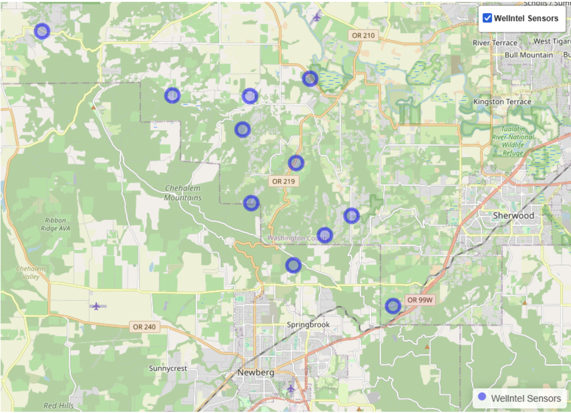 Chehalem Mountain Water Sensor Locations