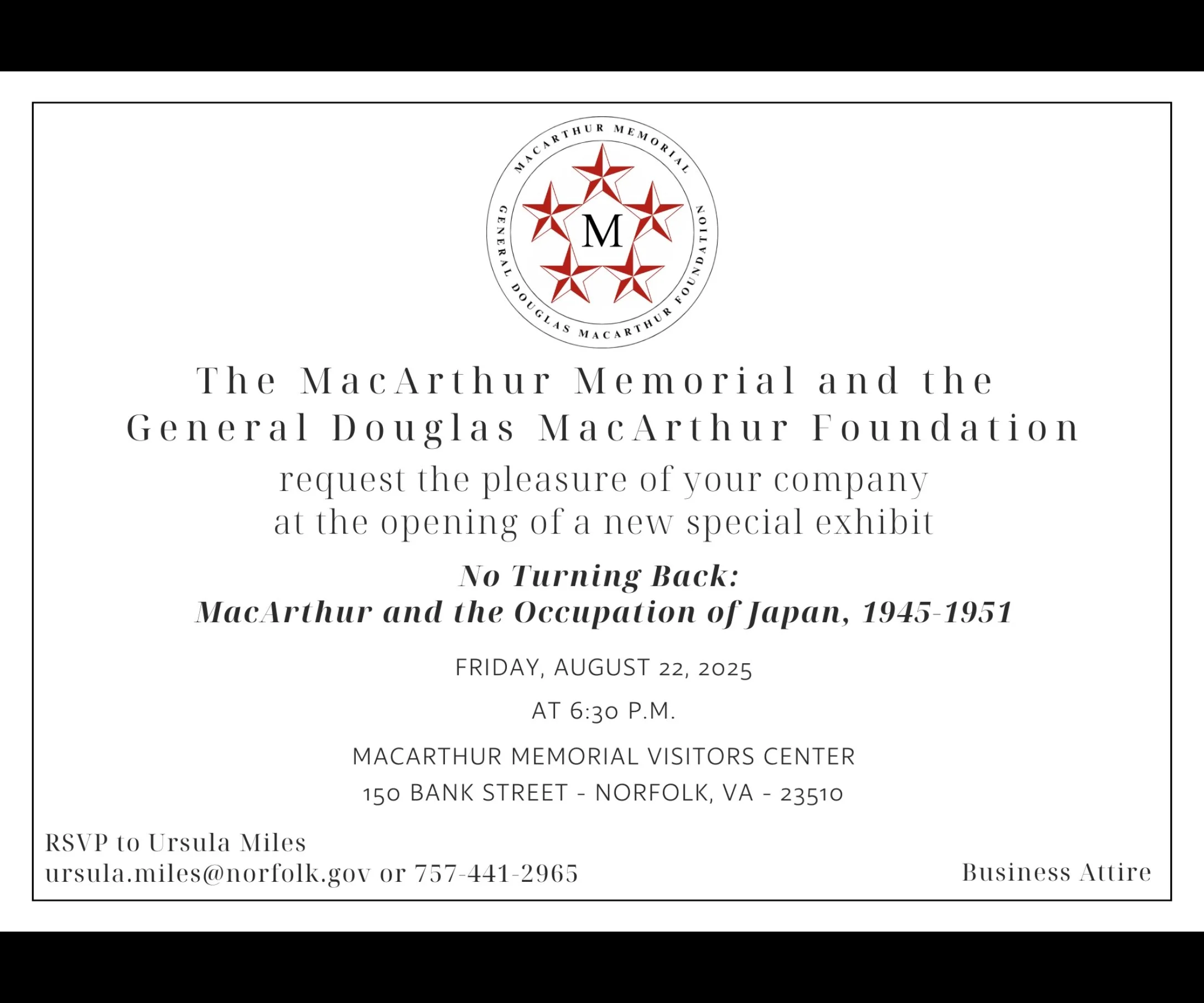 New Special Exhibit at the MacArthur Memorial Museum