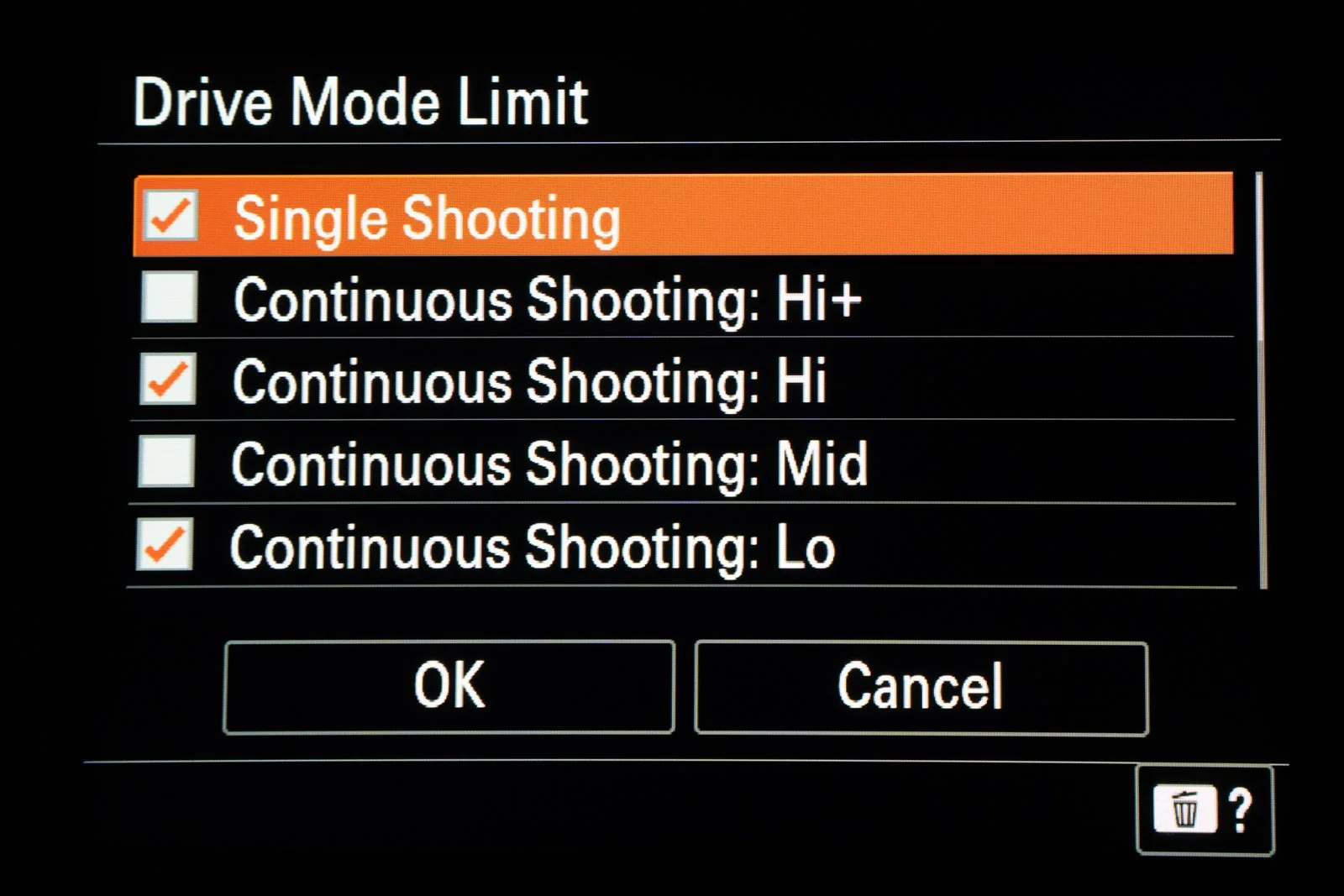 sony alpha 7R VI drive mode limit
