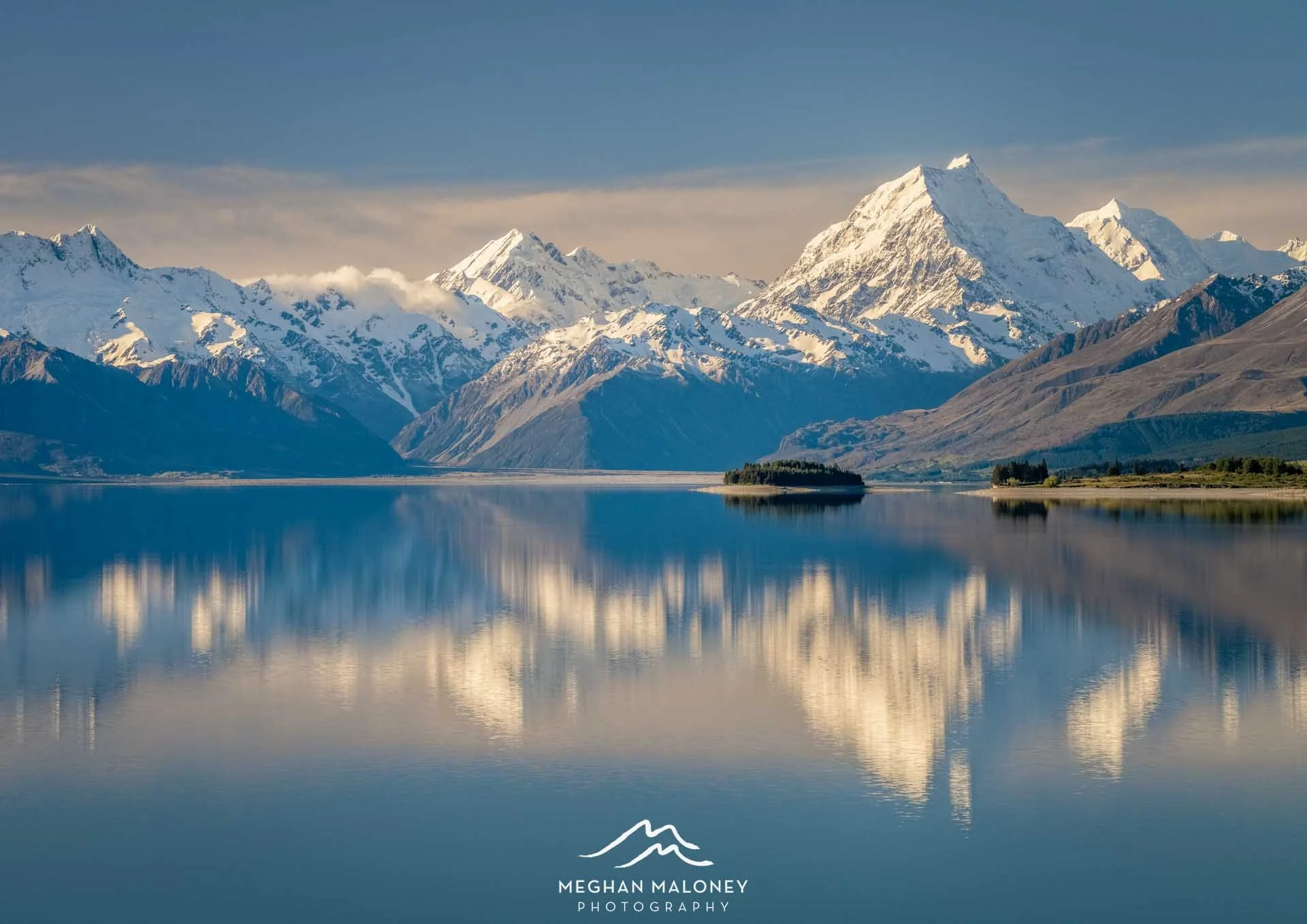 Mount Cook Bluebird Pukaki Reflections