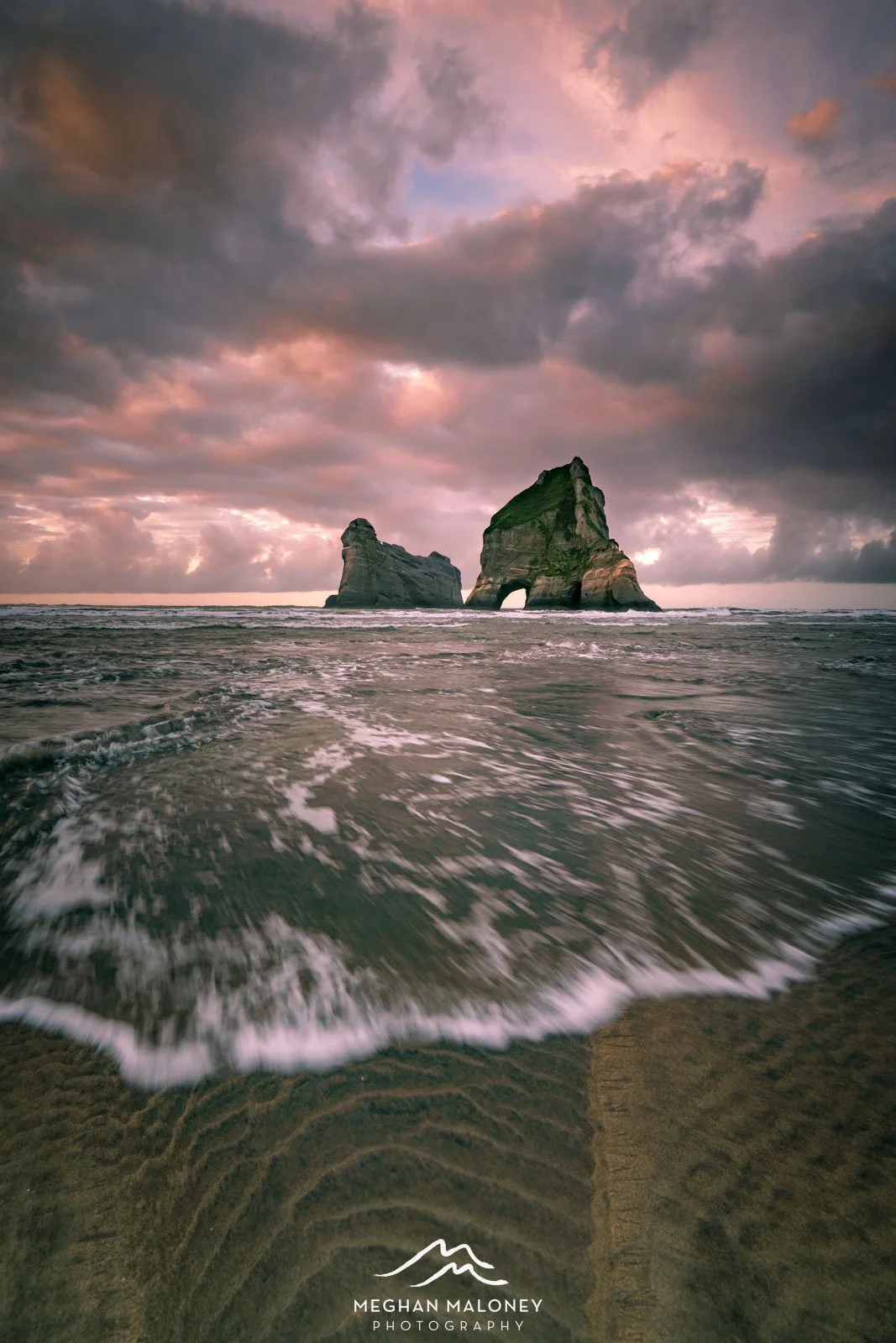Wharariki Beach Rushing Waves