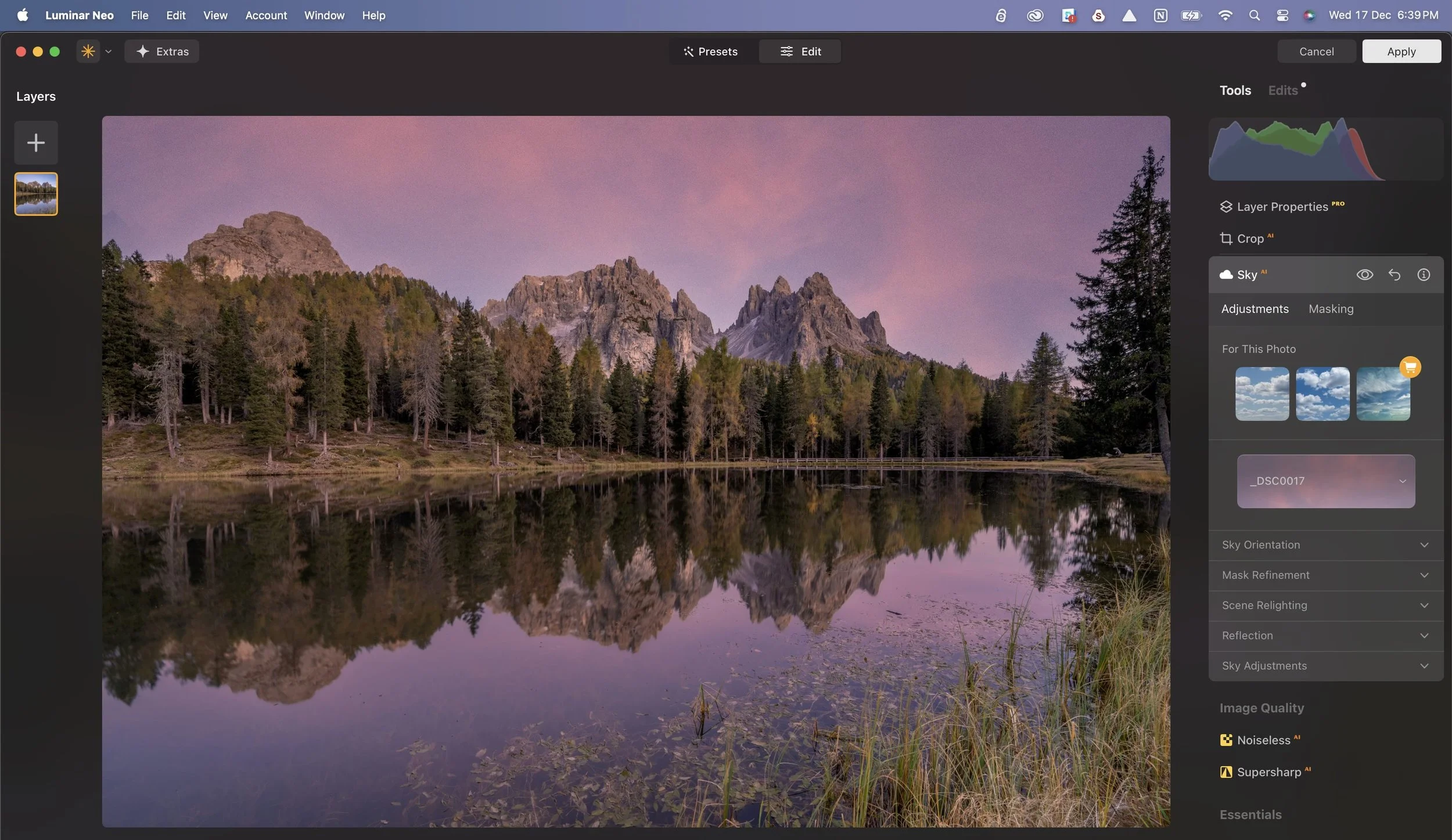 luminar neo sky replacement example