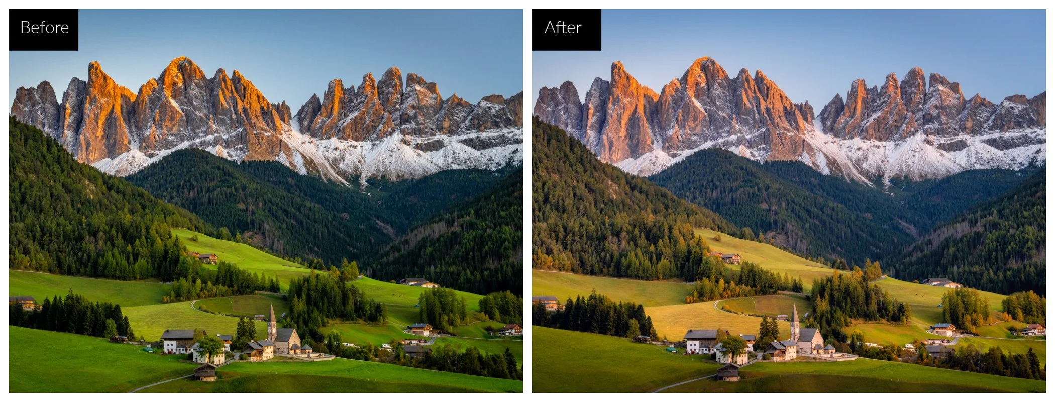 before and after luminar tools