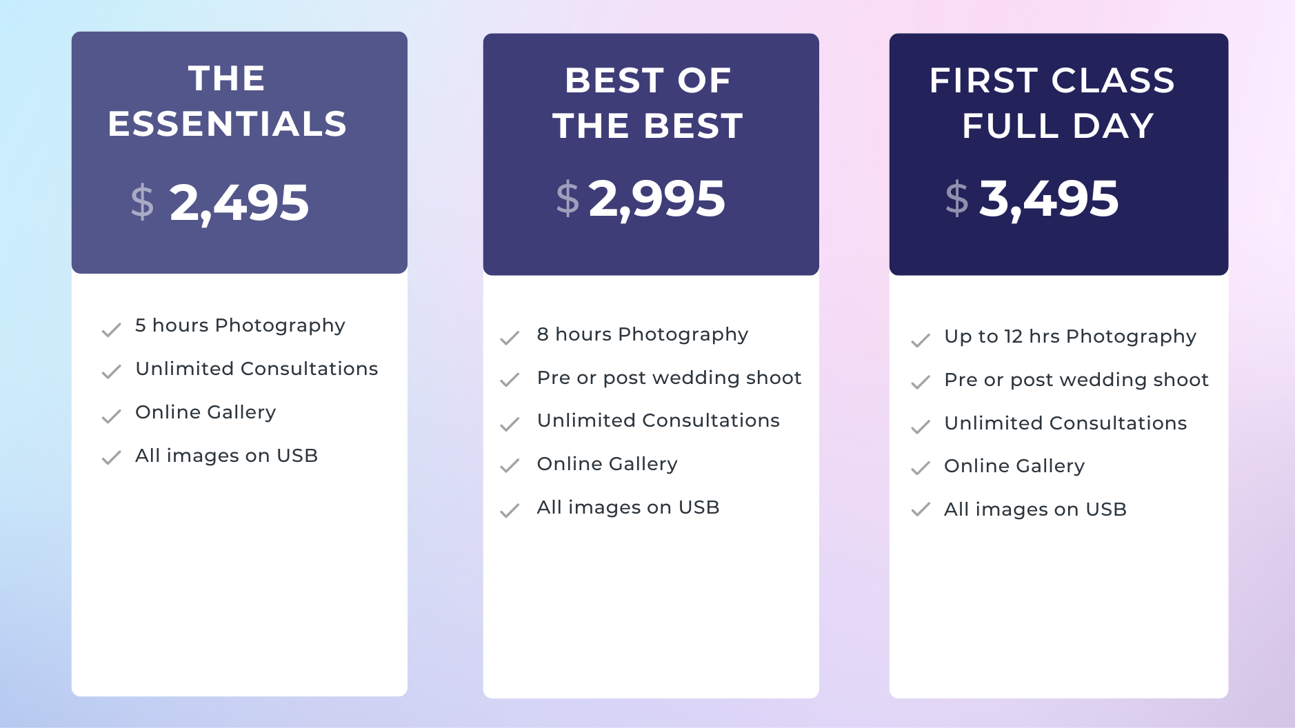 Wedding photographer waikato pricing packages