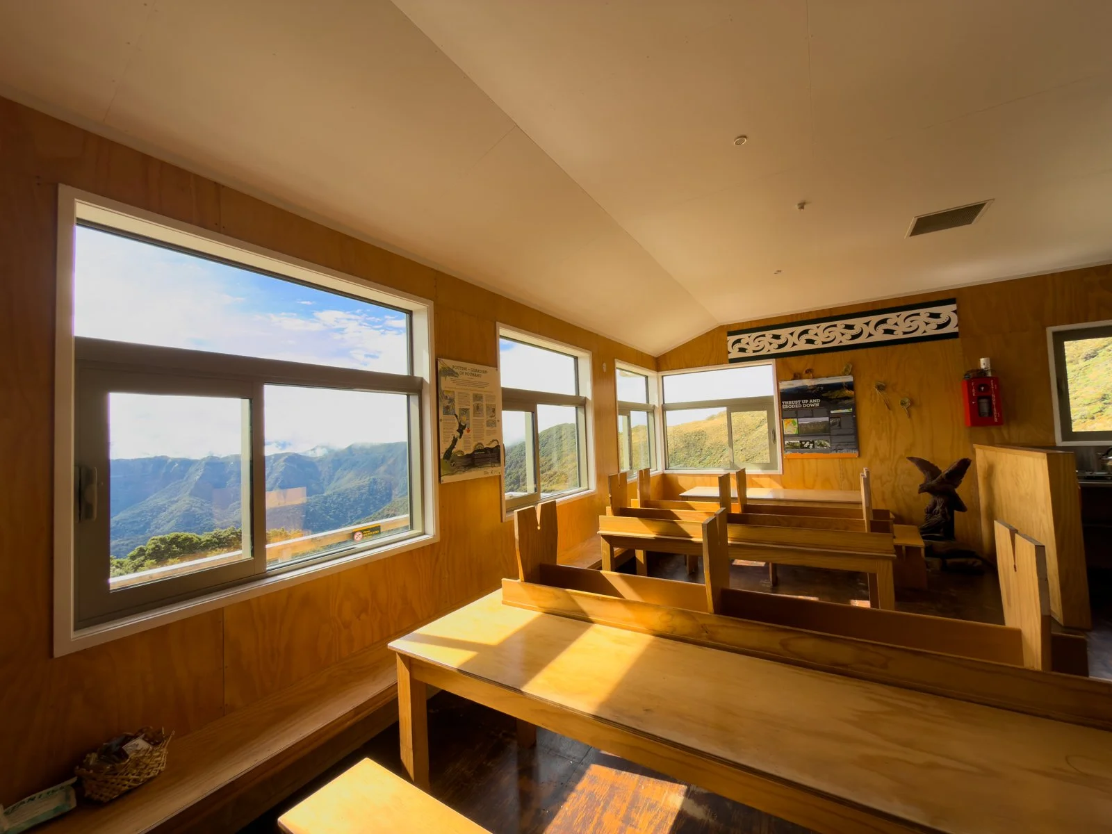 moonlight tops hut dining area paparoa