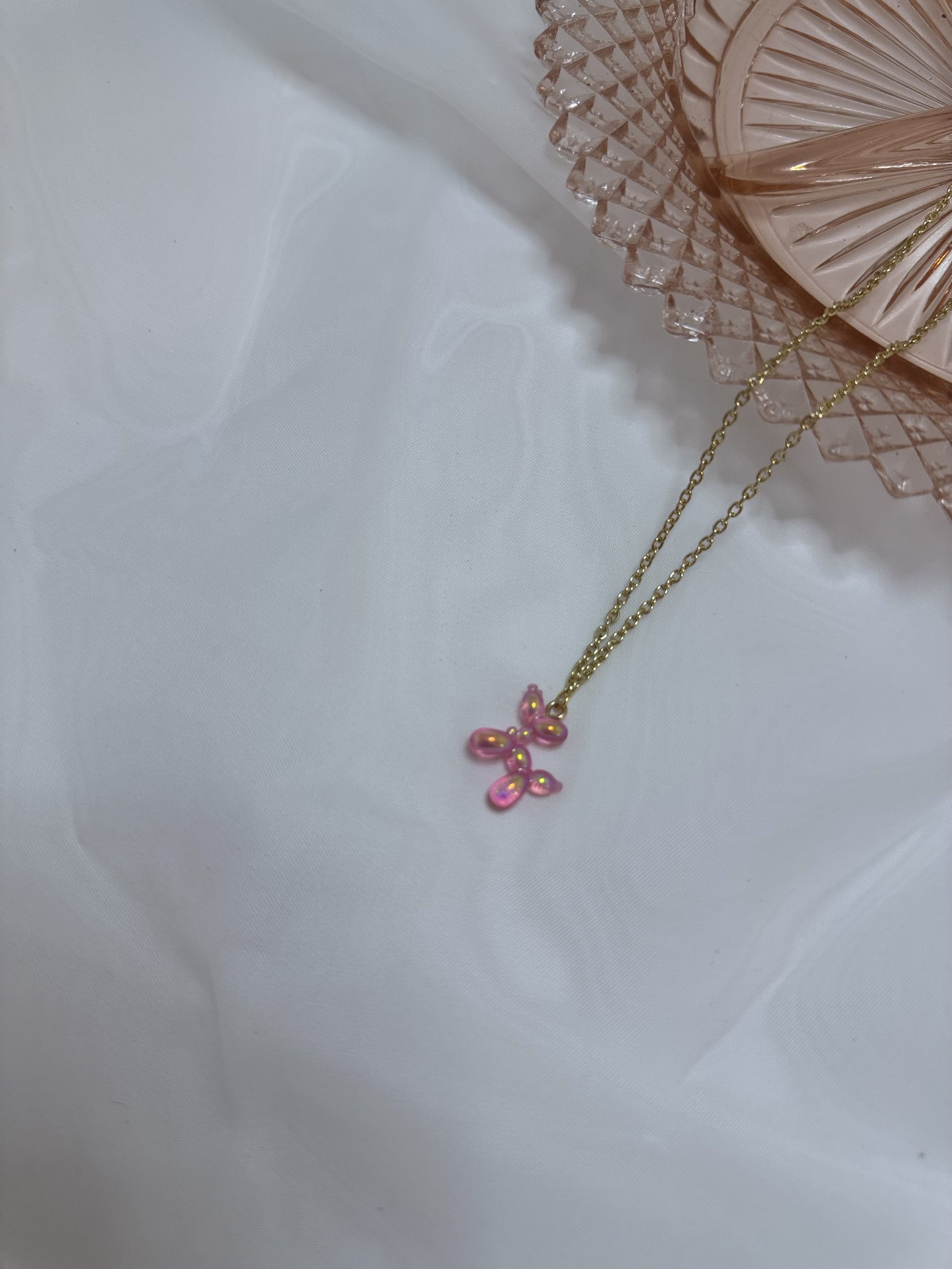 Pink Ballon Dog Necklace
